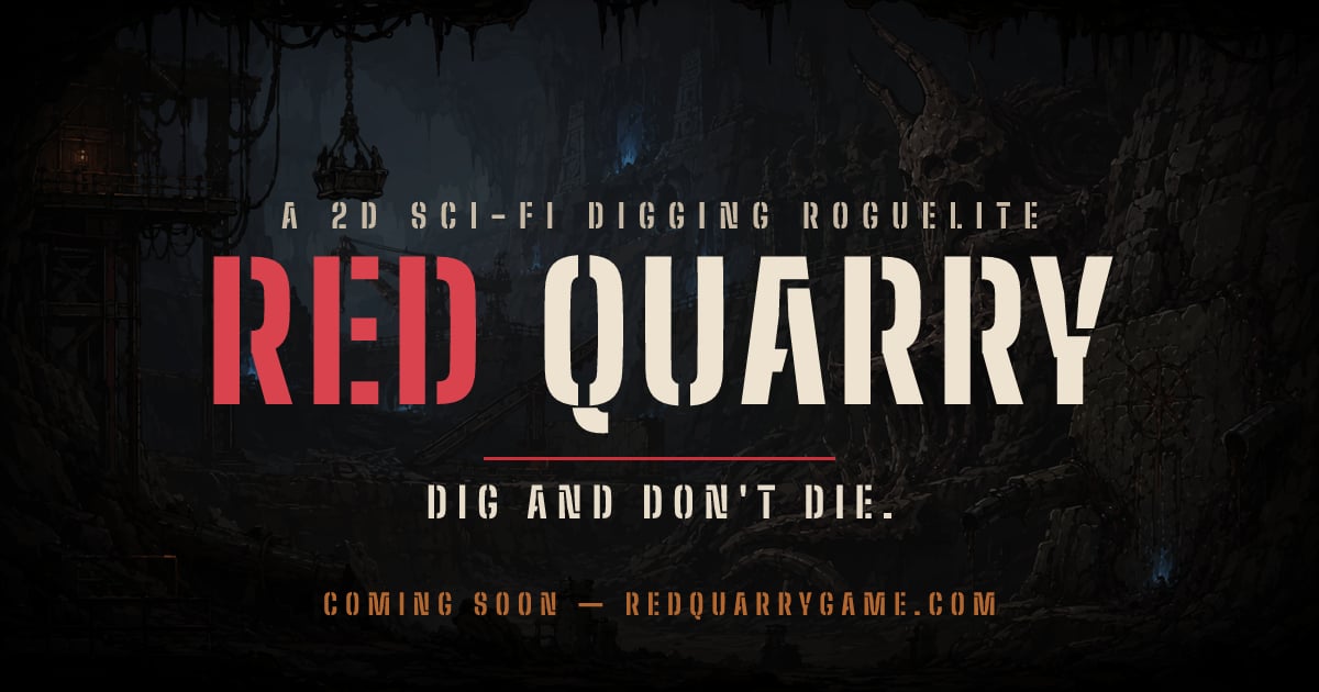 Red Quarry title over a dark industrial quarry environment.